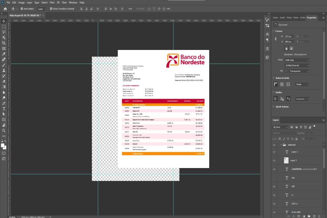 Modèle Word et PDF de relevé de compte ferme de Banco do Nordeste template